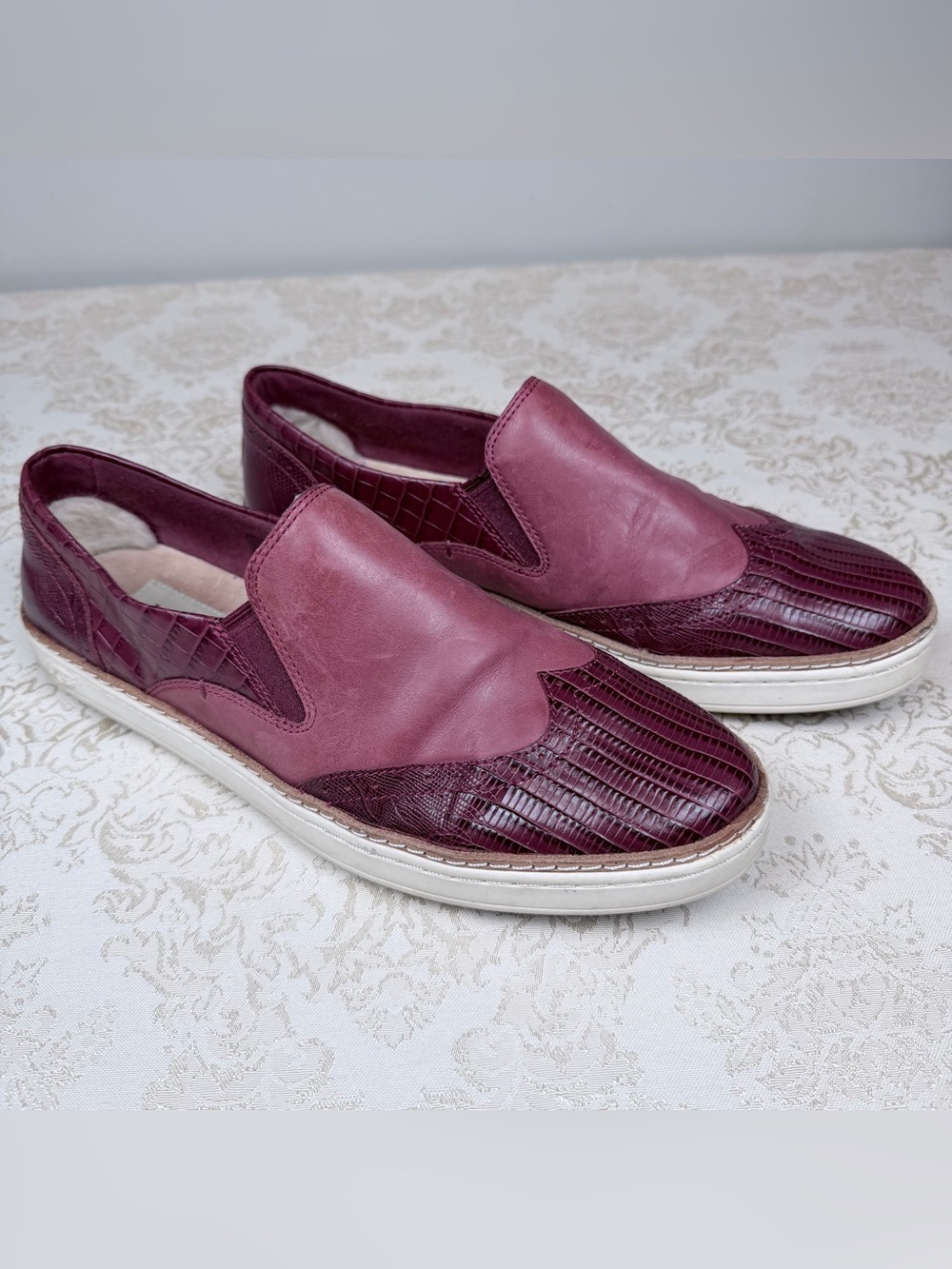 UGG Women's Slip-On Crimson Embossed Leather Loafers, 9